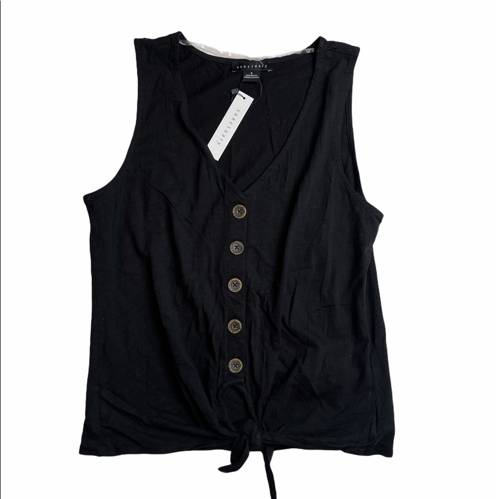 SANCTUARY BLACK TIE FRONT TANK TOP